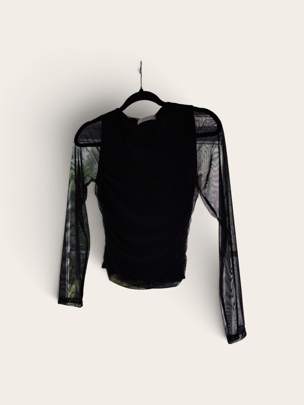 Black Sheer Long-Sleeve Women's Top